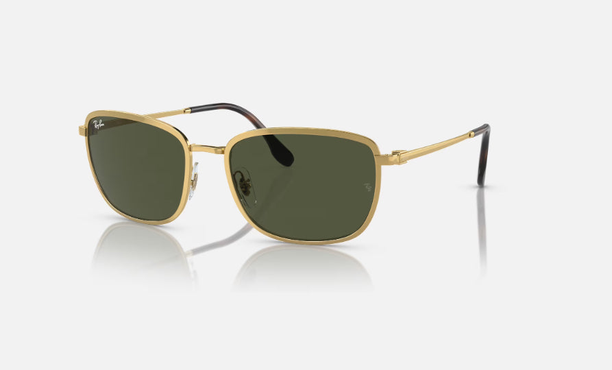 RayBan Polished Gold Frame with Green Lens