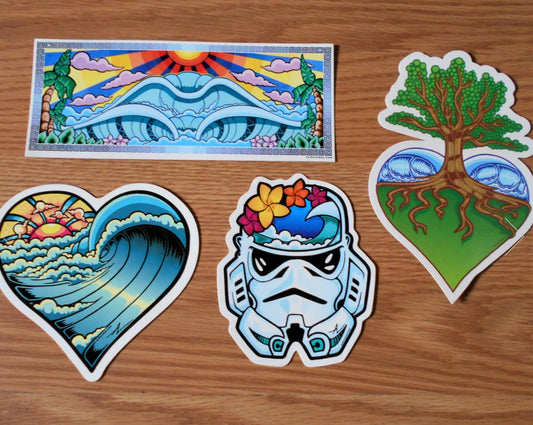 Alex Lanau Surf Art Stickers Assorted
