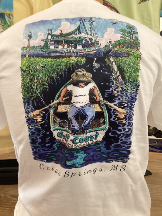 Stig Man in Gulf Coast Rowboat White Tee