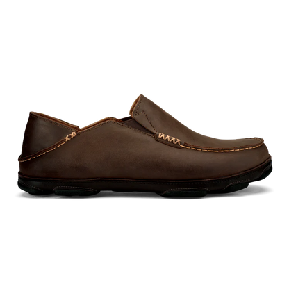 OluKai Moloa Leather Slip On Shoes Dk Wood/Dk Java