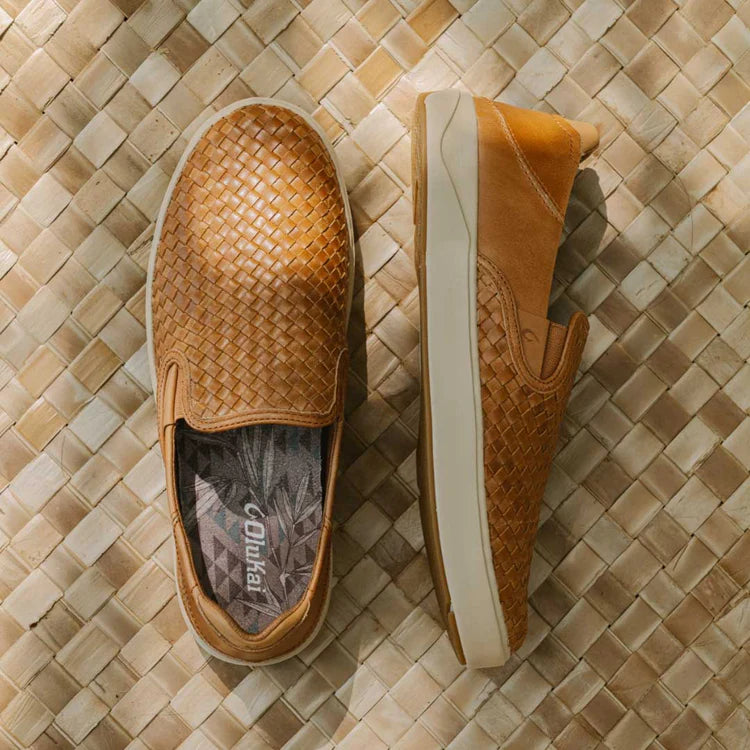 OluKai Lae’Hi Lauhalax Woven Leather Shoes