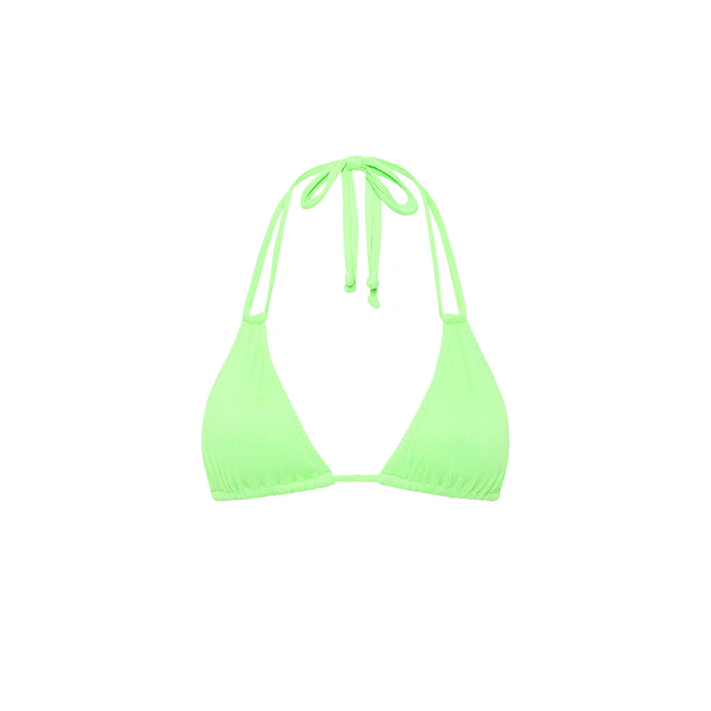 Kulani Kinis Halter Bralette Bikini Top - Luau Lime Ribbed