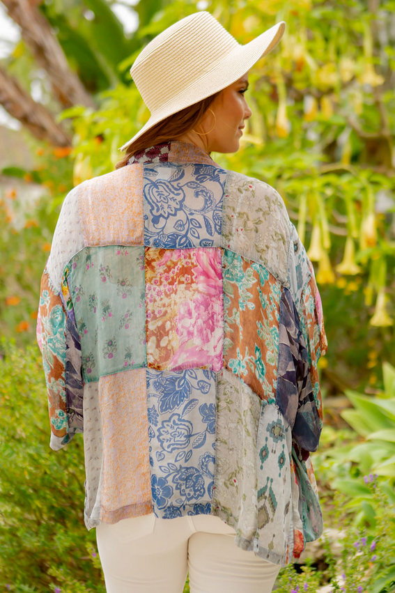 YT - KIMONO TOP IN OVERDYED MIX MATCH PATCHES