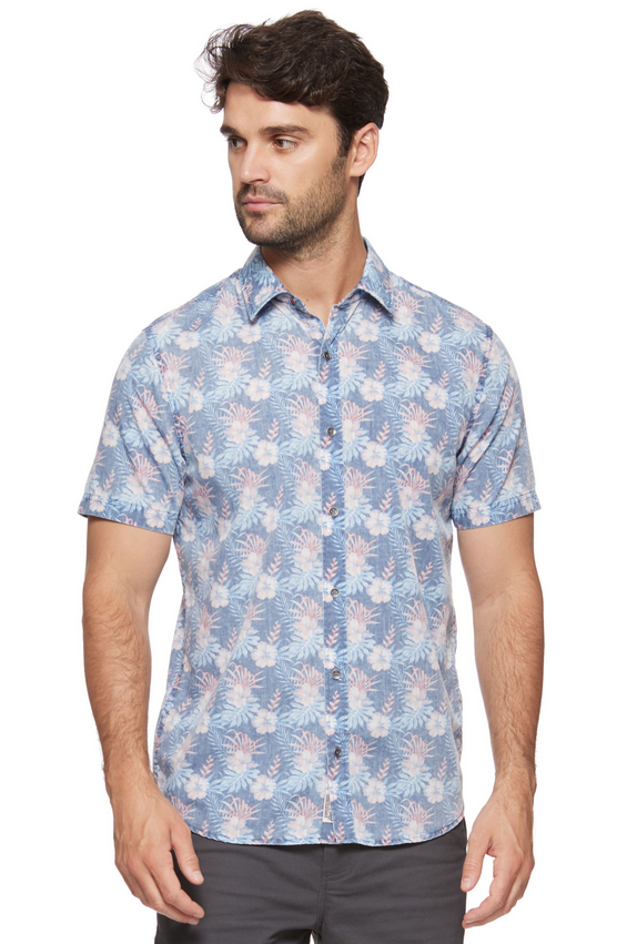 Flag and Anthem Puckett Vintange Hibiscus Print Shirt