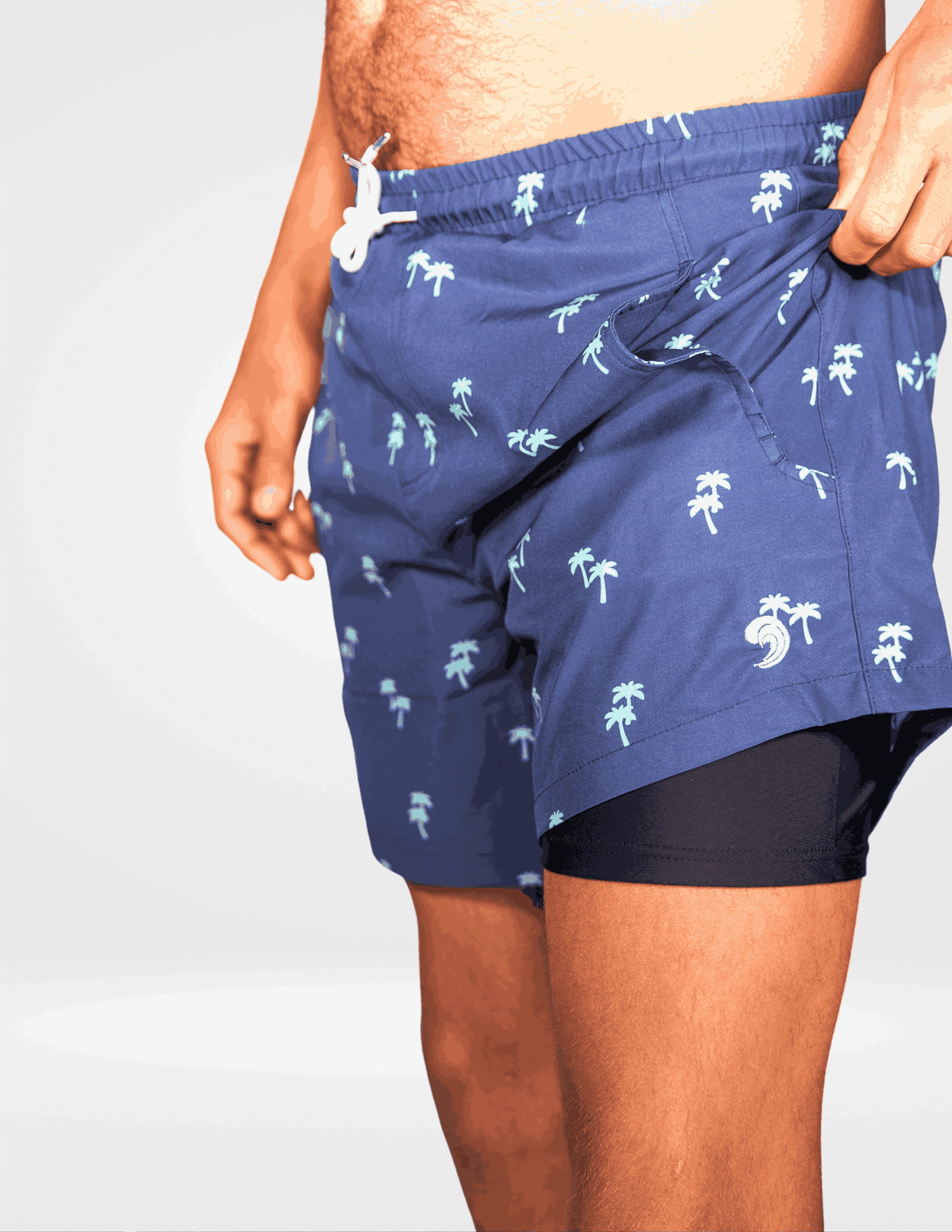 Tropical Trees - Waterproof Pocket Swim Shorts - Athletic Liner