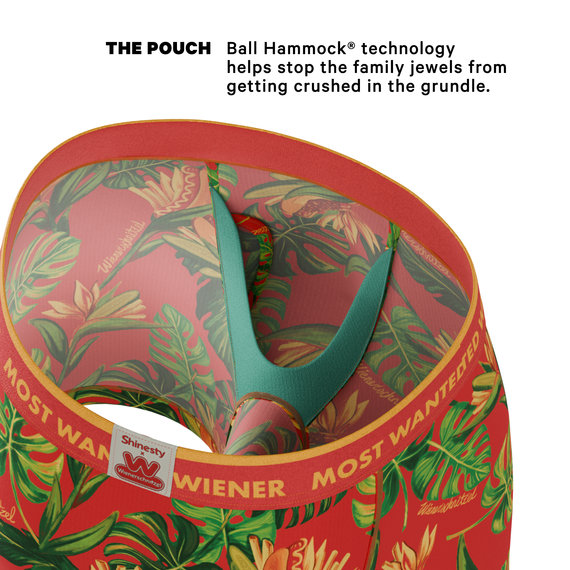 Shinesty, Inc - The Wiener In Paradise | Shinesty X Wienerschnitzel Tropical Ball Hammock® Pouch Underwear With Fly
