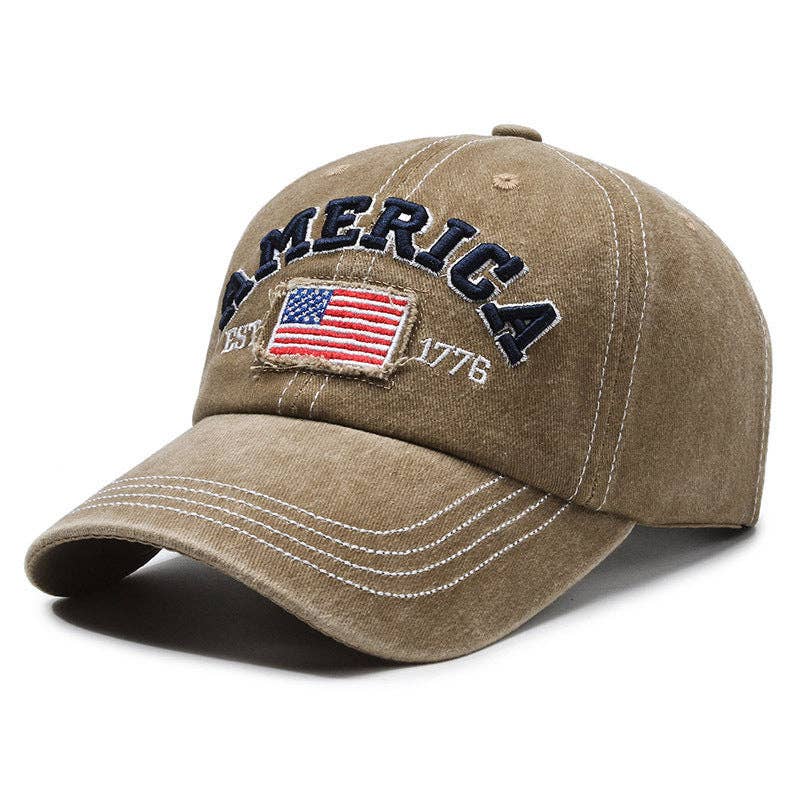 Vintage America Flag Embroidered Baseball Cap Hat