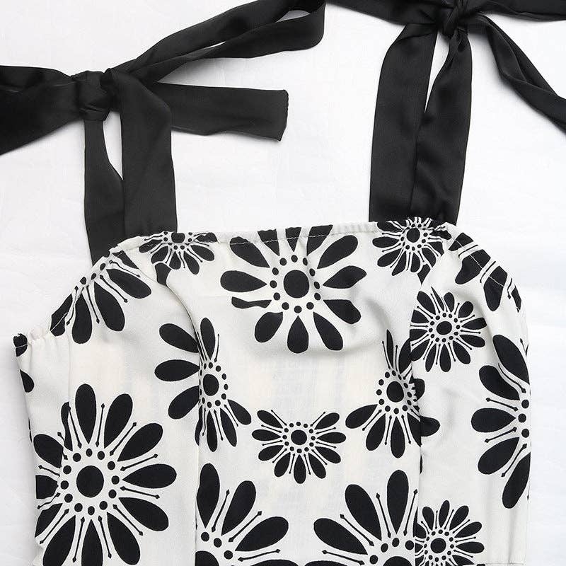 Suhkasana - Boho Floral Maxi Dress Backless Tie Back Summer