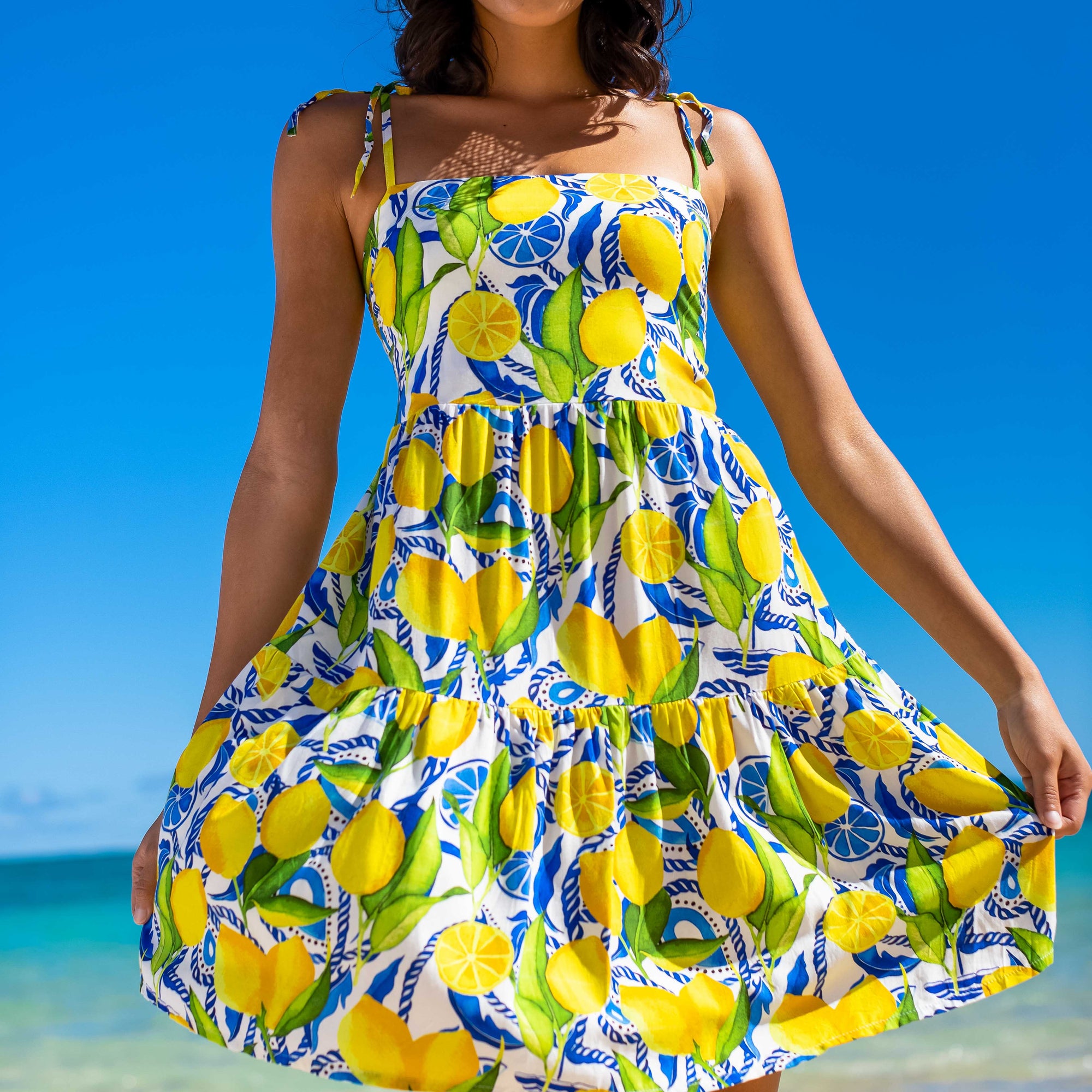 Kenny Flowers - Womens Lemon Print Short Dress
