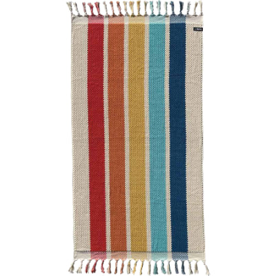 Neso Striped Beach Towel with Colorful Lines and Fringe Edges for Summer Outings