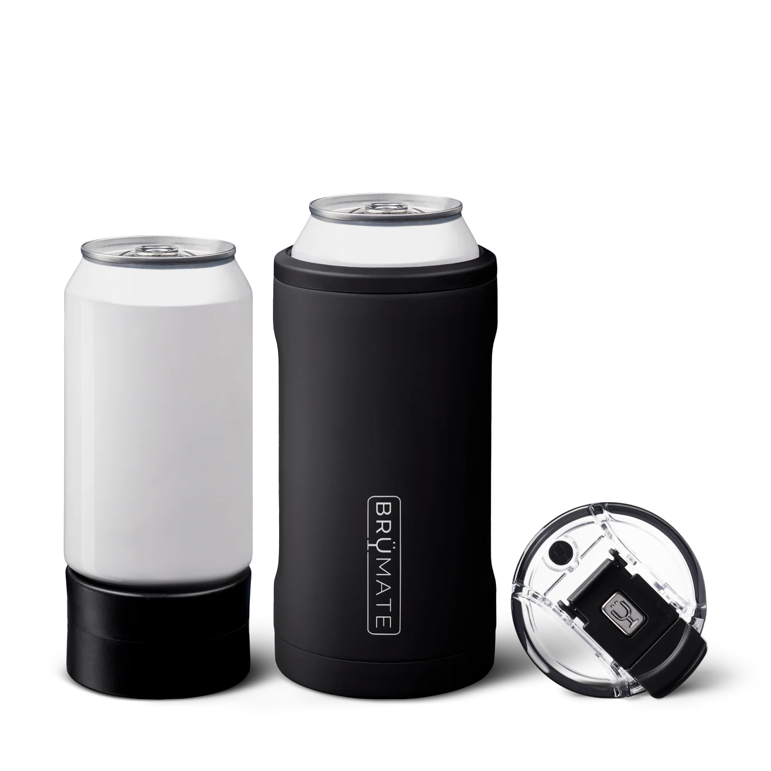 Brumate Can Cooler in Black for Keeping Drinks Cold with a Secure Lid