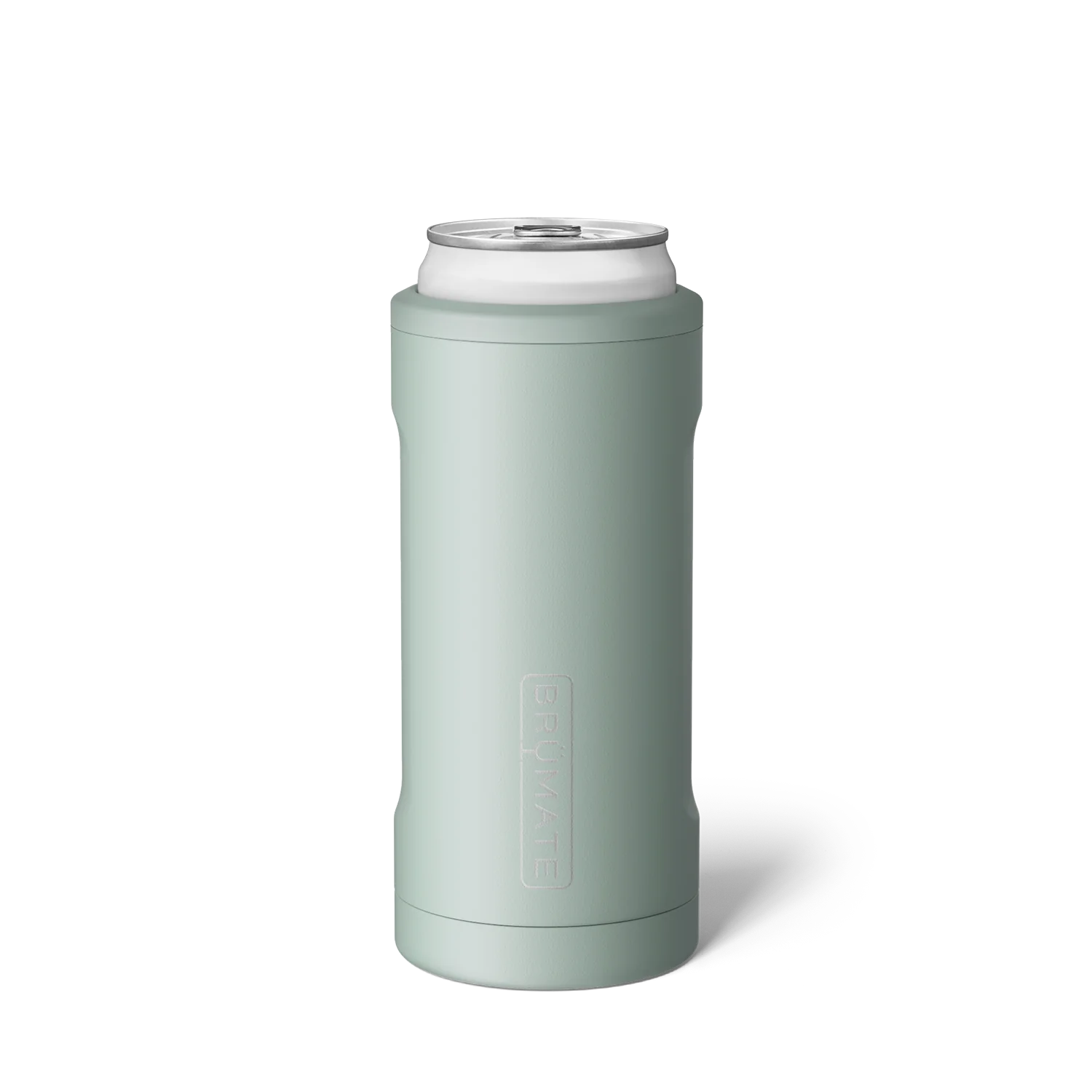 Brumate Can Cooler in Mint Green, designed to keep drinks cold for hours with a sleek design