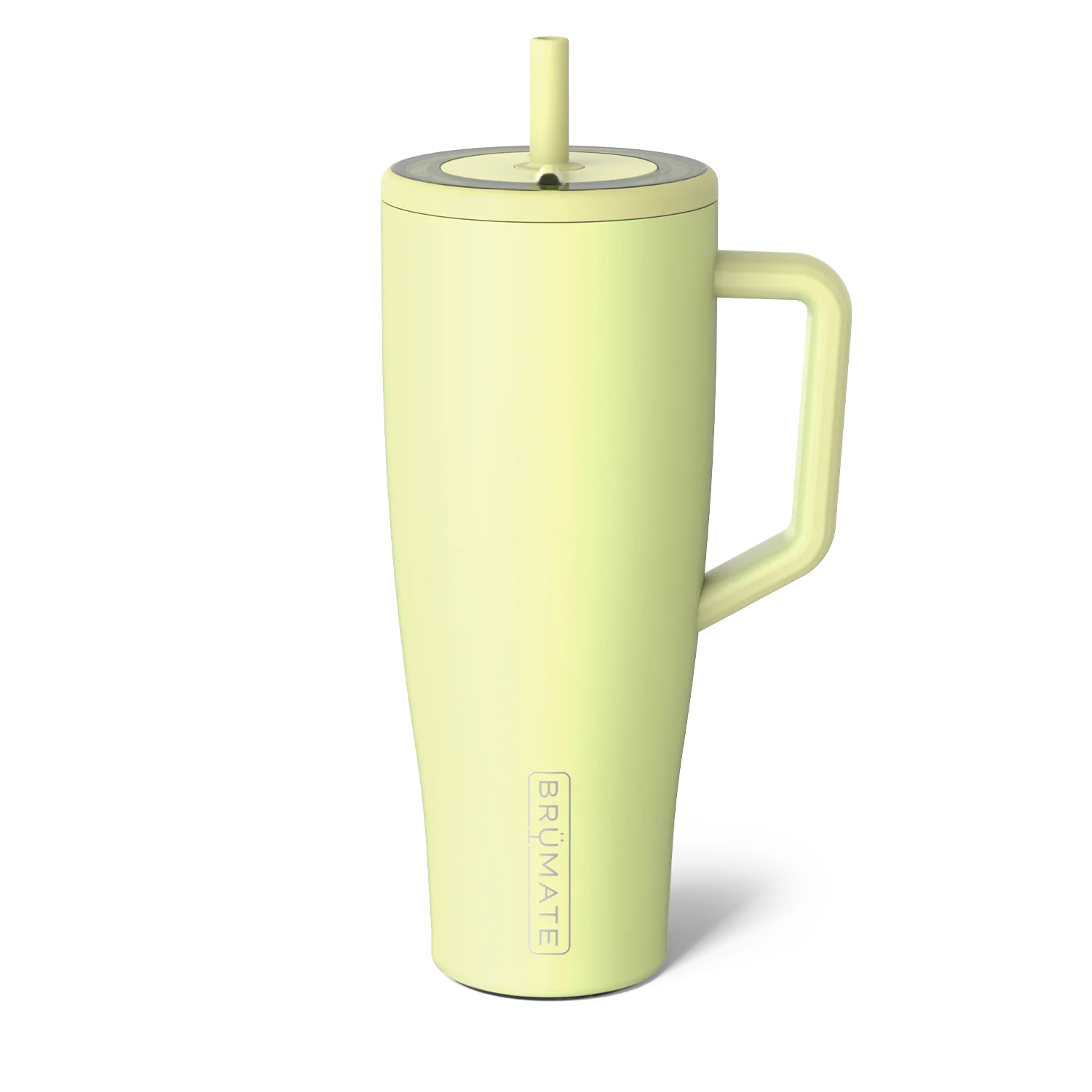 Brumate insulated travel mug for beach, featuring a sleek design and convenient handle for easy carrying