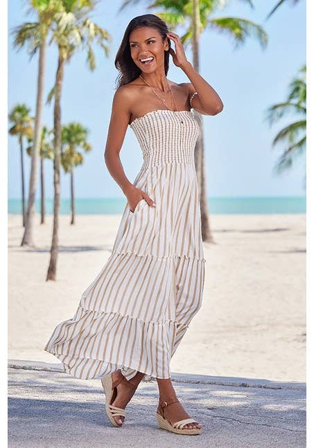 Women's Striped Bandeau Dress - LASCANA