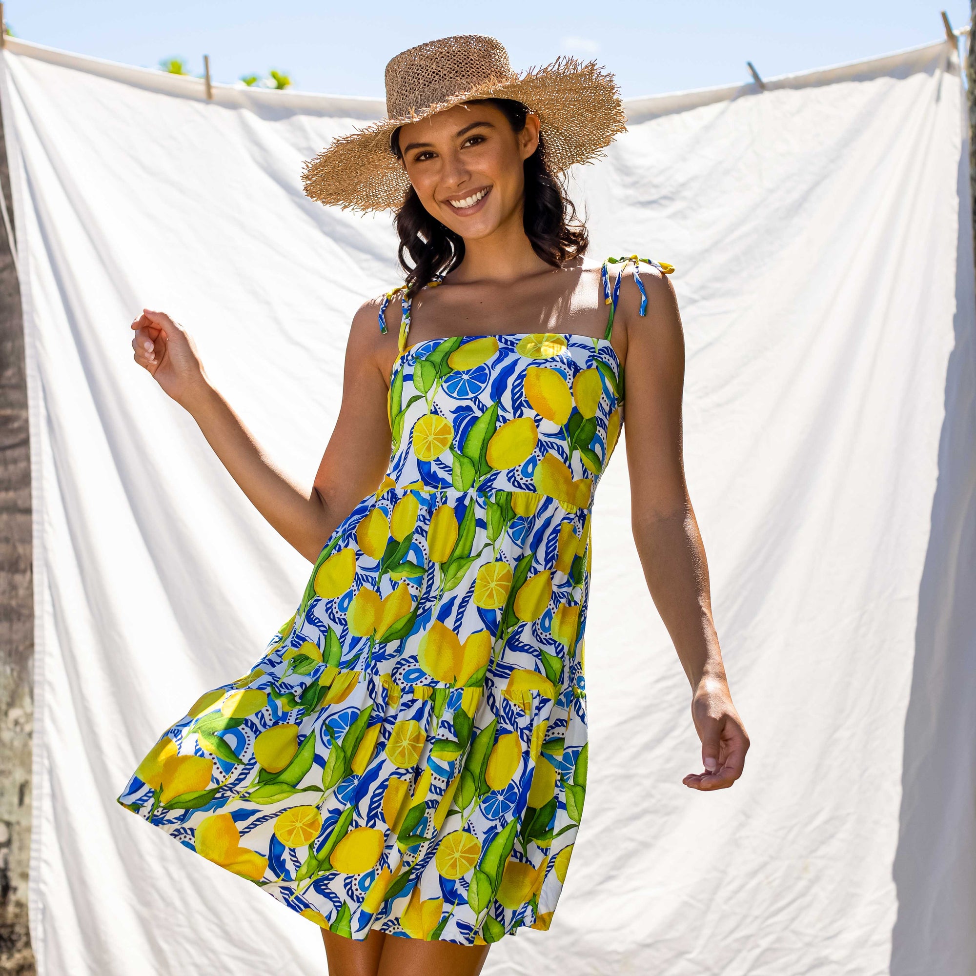 Kenny Flowers - Womens Lemon Print Short Dress