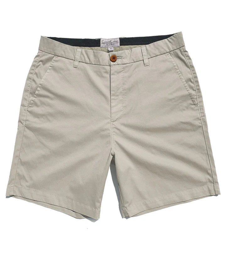 Coastal Cotton Men's Cotton Hybrid Chino Shorts in beige for casual summer wear