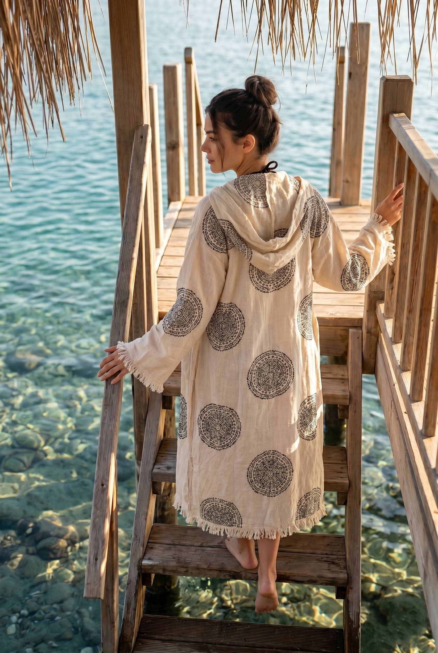 Kalkedon Towels - Medallion Kimono Robe | Turkish Cotton Bathrobe | Spa Robe