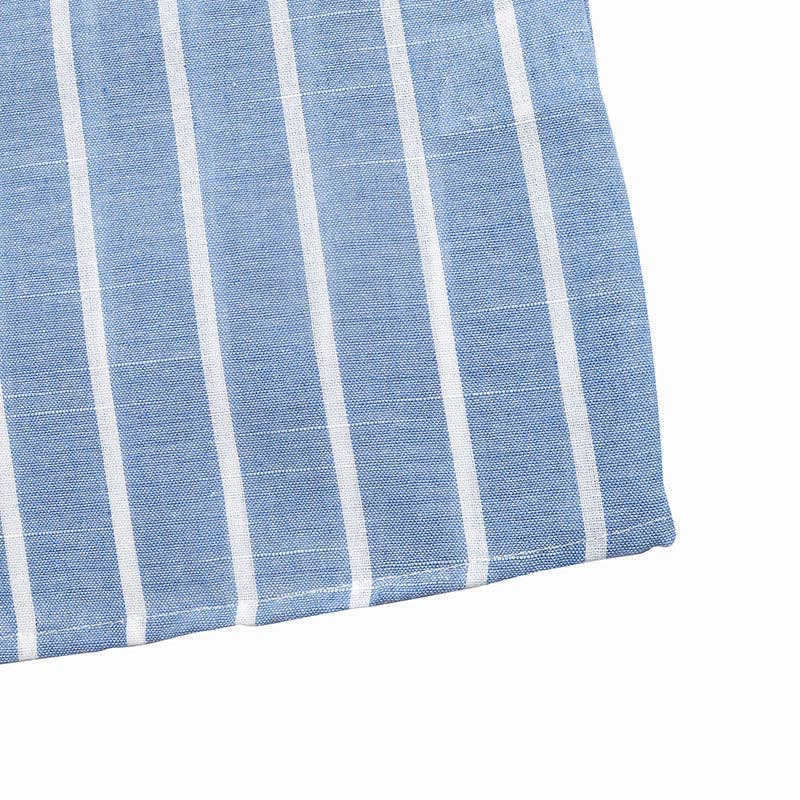 Suhkasana - Blue Striped Button Down Shirt Oversized Resort Beach Blouse