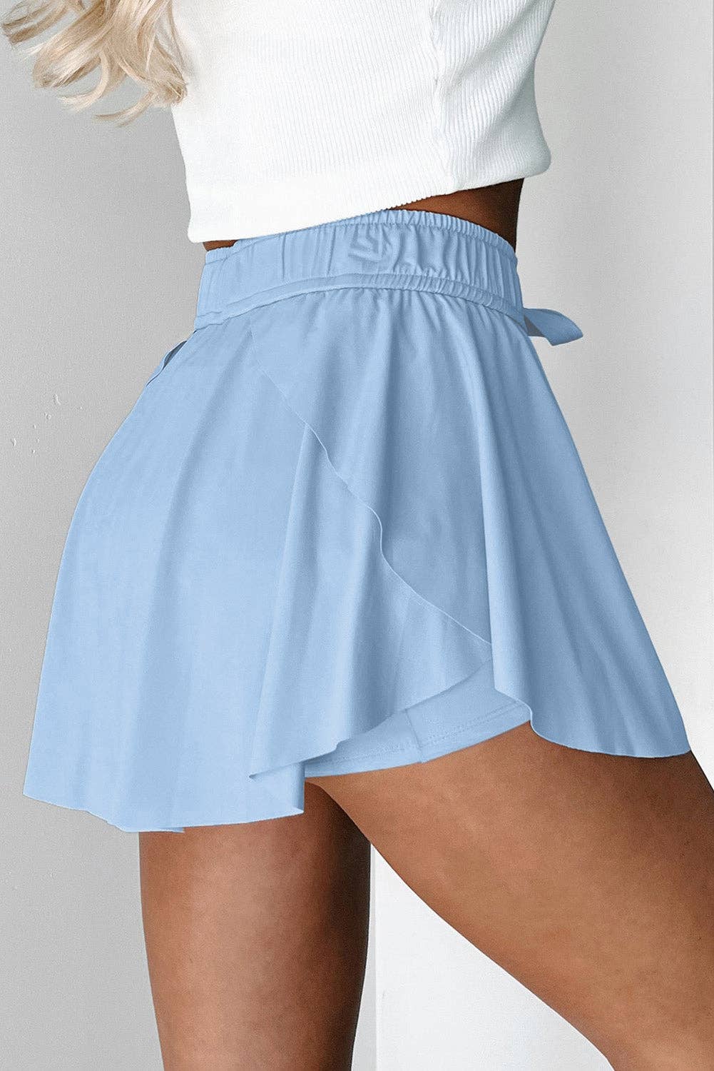 Lovesoft - Black High Waist Drawstring Tennis Skort with Lining