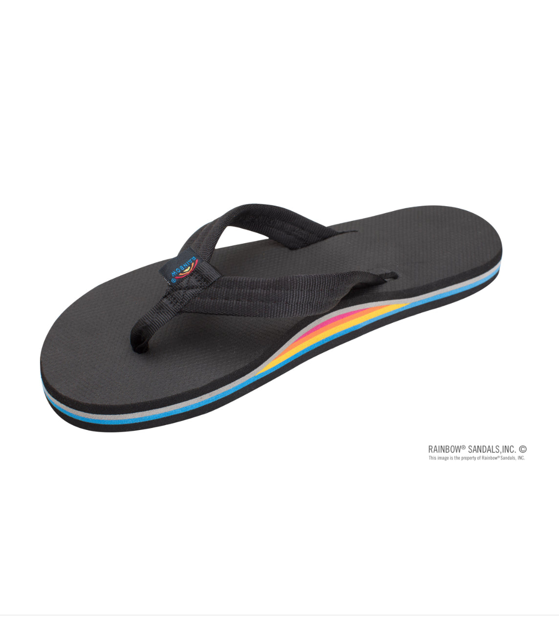 Rainbow Sandals Black Flip Flops with Colorful Stripes and Comfortable Design