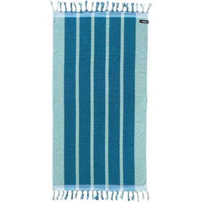 Neso Stylish Beach Towel with Stripes in Blue and Green Colors, Perfect for Summer Days