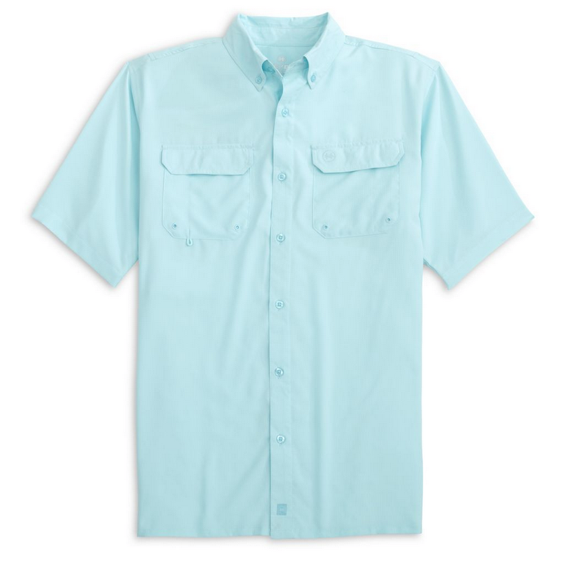 Heybo Lightweight Blue Short Sleeve Fishing Shirt with Multiple Pockets for Comfort