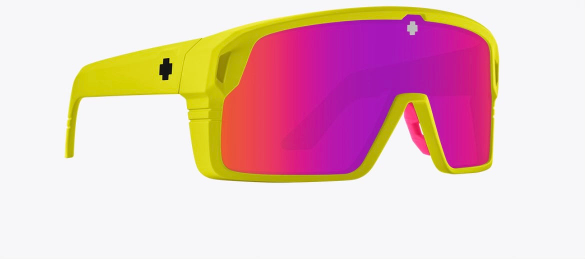 Spy sunglasses monolith matte neon yellow happy gray green pink spectra mirror
